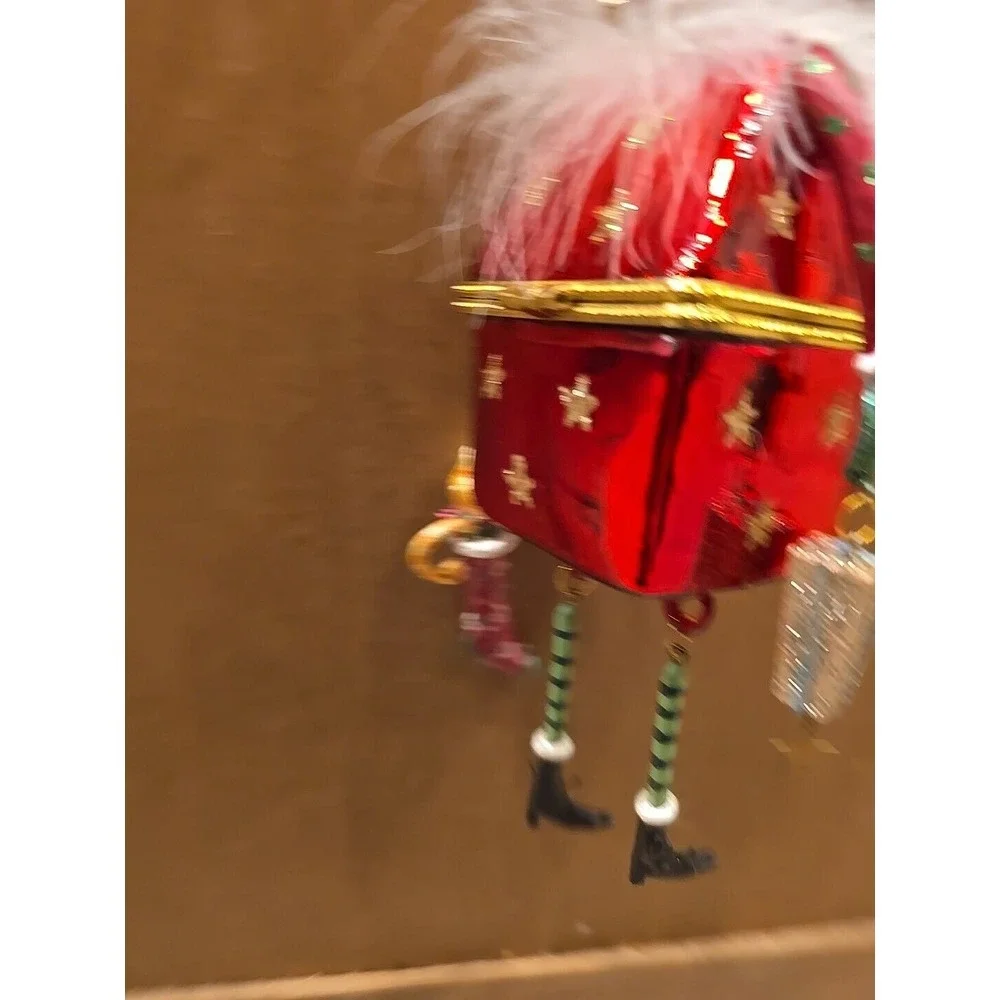 Santa Clause Rare Trinket Box Ornament Arms Legs Present Cat Share Your Blessing